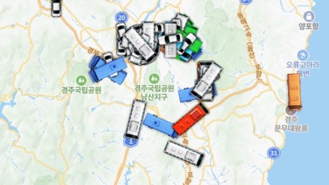 대시보드에서 의전 차량을 실시간 관제하는 운영 화면