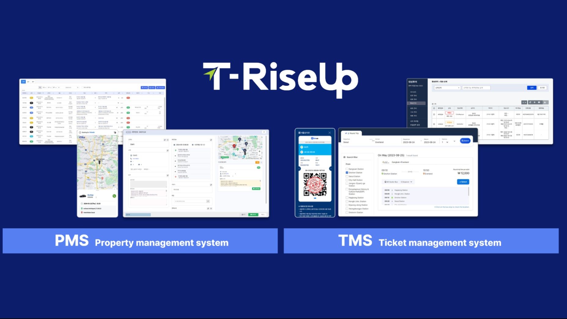 T-RiseUp interface showing dispatch, fleet monitoring, and billing managed from a single screen